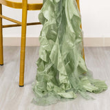 5 Pack Sage Green Curly Willow Chiffon Satin Chair Sashes