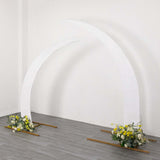 Set of 2 White Spandex Half Crescent Moon Backdrop Stand Covers, Wedding Arch Cover