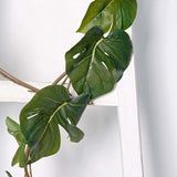 6ft Light Green Artificial Monstera Leaf Garland Plant, Tropical Vine