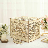 Natural Wooden Laser Cut Mr. & Mrs. Wedding Card Box With Label