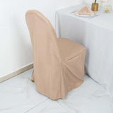 10 Pack Nude Polyester Banquet Chair Cover, Reusable Stain Resistant Slip On Chair Cover