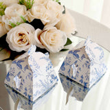 25 Pack White Blue Mini Teapot Party Favor Boxes with Chinoiserie Floral Print Gift Boxes