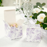 25 Pack Candy Treat Favor Boxes in French Toile Pattern - White and Lavender Party Gift Boxes