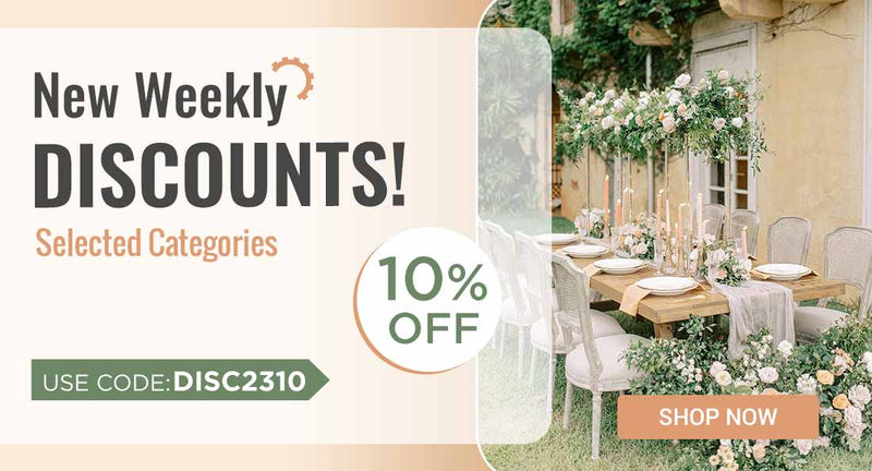New Weekly Discounts! 10% Off Select Categories