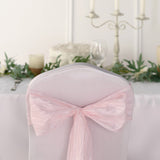 5 Pack | 6inch x 106inch Accordion Crinkle Taffeta Chair Sashes - Blush | Rose Gold