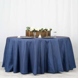 120" Premium Dark Blue Faux Denim Polyester Round Tablecloth