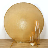 7.5ft Metallic Gold Sparkle Sequin Round Wedding Arch Cover, Shiny Photo Backdrop Stand Cover