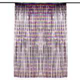 8ft Fiesta Rainbow Metallic Tinsel Foil Fringe Doorway Curtain Party Backdrop