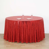 132inch Red Premium Sequin Round Tablecloth, Sparkly Tablecloth