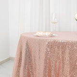 120 inches Rose Gold|Blush Premium Sequin Round Tablecloth