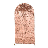 7ft Sparkly Rose Gold Double Sided Big Payette Sequin Chiara Backdrop Stand Cover For Fitted Round