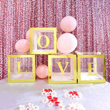 2pcs Transparent DIY Balloon Boxes, Baby Shower Party Decoration Boxes Metallic Gold Edges