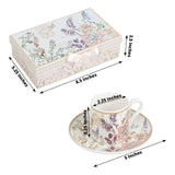 Blush Floral Design Bridal Shower Gift Set, Set of 2 Porcelain Espresso Cups and Saucers