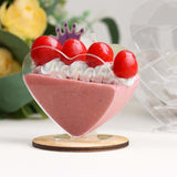 24 Pack | 2oz Mini Clear Disposable Heart-Shaped Pudding Snack Cups with Spoons