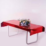 40x90 Inch | Red Metallic Foil Rectangle Tablecloth, Disposable Table Cover