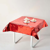 Red Metallic Foil Square Tablecloth, Disposable Table Cover