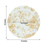 6 Pack White Gold French Toile Acrylic Charger Plates