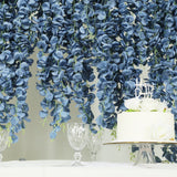 42inch Silk Hanging Wisteria Flower Garland Vines in Dusty Blue, Elaborated 5 Full Strands