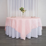 90inch x 90inch Accordion Crinkle Taffeta Table Overlay - Blush | Rose Gold