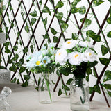 Expandable Wooden Lattice Fence With Artificial Ivy Leaf Trellis Vines, Accordion Backdrop Fencing