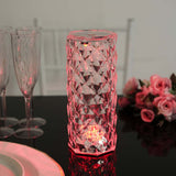 Rose Crystal Diamond Acrylic LED Decorative Table Lamp, Touch + Remote Operated Pillar Light