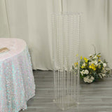 48inch Heavy Duty Acrylic Flower Pedestal Stand with Hanging Crystal Beads