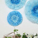 6 Multi Size Pack | Carnation Aqua Blue Dual Tone 3D Wall Flowers Giant Tissue Paper Flowers - 12",16",20"