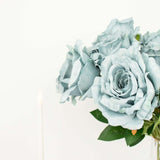 2 Bushes | 17inch Dusty Blue Premium Silk Jumbo Rose Flower Bouquet, Floral Arrangements