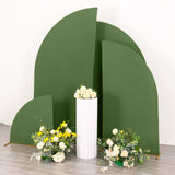 Set of 4 | Matte Olive Green Fitted Spandex Half Moon Wedding Arch Covers