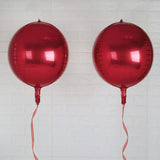 2 Pack | 14inch 4D Burgundy Sphere Mylar Foil Helium or Air Balloons