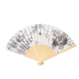 5-Pack Paper Folding Fans Party Favors in White & Black French Toile Pattern, Handheld#whtbkgd