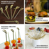 6inch Eco Friendly Twisted Knot Party Picks, Bamboo Skewers, Decorative Top Cocktail Sticks