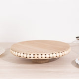 Natural Rustic Wooden Pedestal Cupcake Stand With Beaded Edge