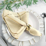 5 Pack | Modern Beige & Geometric Gold Cloth Dinner Napkins | 20x20Inch