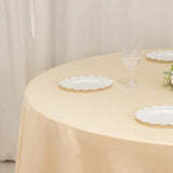 108" Beige Lamour Satin Round Tablecloth