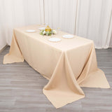 90x132inch Beige Seamless Premium Polyester Rectangular Tablecloth - 200GSM