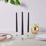 Set of 3 | 11 inch Black Flickering Flameless Battery Operated LED Taper Candles