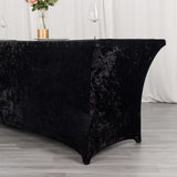 6ft Black Crushed Velvet Spandex Fitted Rectangular Table Cover