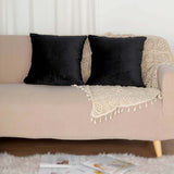 2 Pack | 18inch Black Soft Velvet Square Throw Pillow Cover