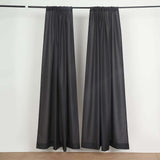 2 Pack Black Polyester Event Curtain Drapes, 10ftx8ft Backdrop Event Panels With Rod Pockets 130 GSM