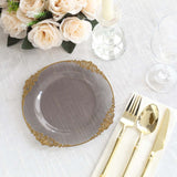 10 Pack Transparent Black Disposable Salad Plates Gold Leaf Embossed Baroque Rim