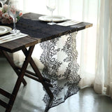 Black Premium Lace Fabric Table Runner, Vintage Classic Table Decor With Scalloped Frill Edges