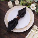 5 Pack Black Shimmer Sequin Dots Polyester Table Napkins, Reusable Sparkle Glitter Cloth Dinner