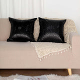 2 Pack | 18inch x 18inch Sequin Throw Pillow Cover, Decorative Cushion Case - Square Black Sequin