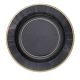 25 Pack | 10inch Black Sunray Gold Rimmed Serving Dinner Paper Plates, Disposable Party Plates#whtbkgd