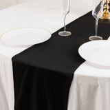 Black Premium Scuba Polyester Table Runner, Wrinkle Free Table Linen