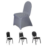 Black/White Buffalo Plaid Spandex Stretch Banquet Chair Covers, Fitted Checkered Chair Covers