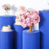 Set of 5 Royal Blue Cylinder Stretch Fitted Pedestal Pillar Prop Covers