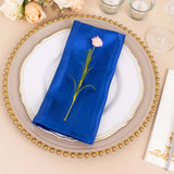 5 Pack Royal Blue Striped Satin Linen Napkins, Wrinkle-Free Reusable Wedding Napkins