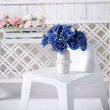 12inches Royal Blue Artificial Velvet-Like Fabric Rose Flower Bouquet Bush